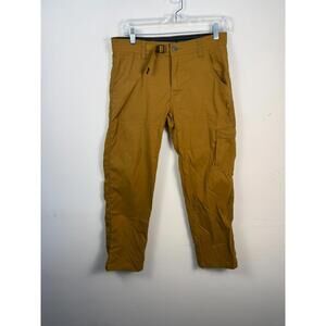 prAna Stretch Zion Cargo Pants Mens 30x29 Belted Mustard Hiking Cargo Gorpcore